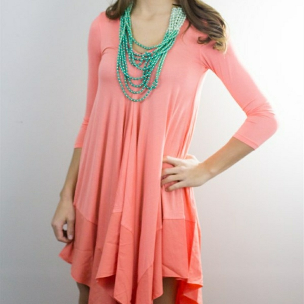 Stunning Scarf Hem Coral Tunic